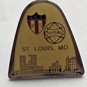 Vintage St. Louis Missouri ASA Softball Pin Silver Tone Enamel Collectible